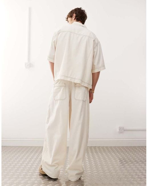 Pantaloni Oversize A Palloncino Effetto Lino Écru di Collusion in Natural da Uomo