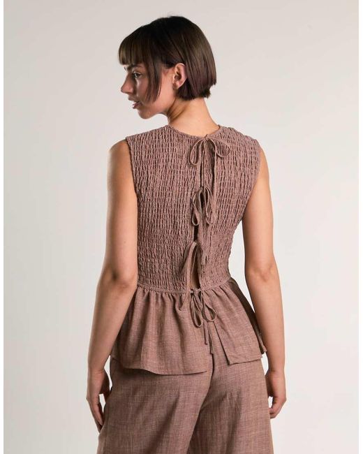 Glamorous Brown Sleeveless Bubble-Hem Top