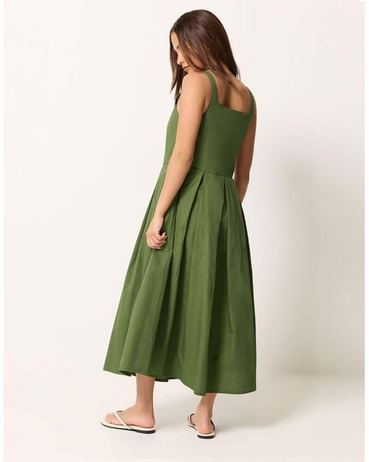 PixieGirl Green Petite Pleated Midi Dress