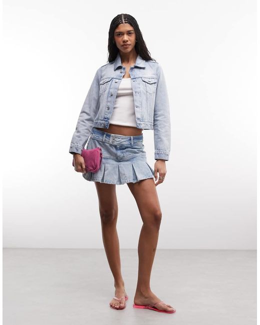 Juicy Couture White Diamante Co-ord Logo Mini Denim Pleated Skirt