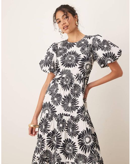 Y.A.S Maxi Jurk Met Pofmouwen in het White