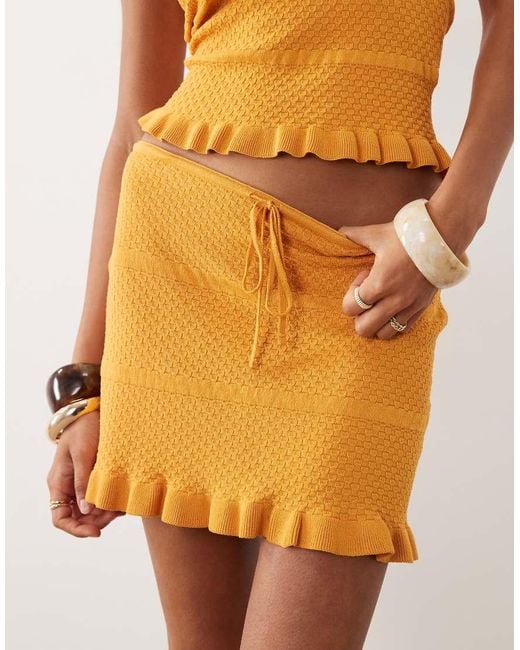 Gina Tricot Orange Co-ord Knitted Mini Frill Skirt