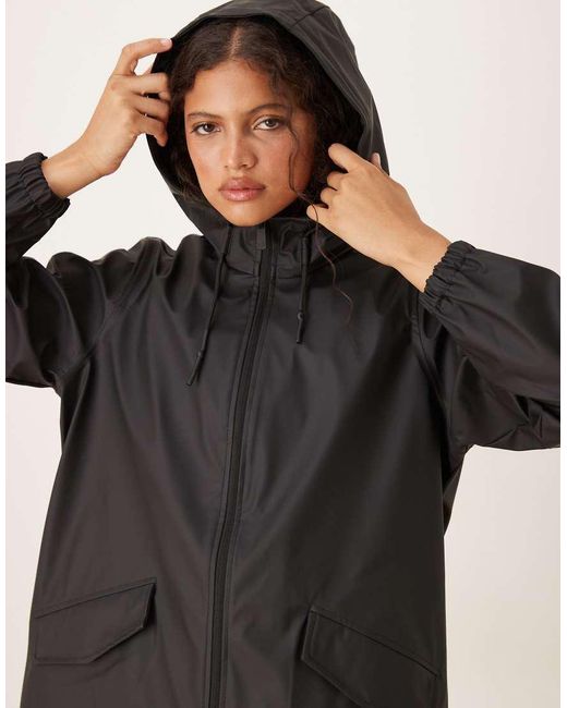 Jdy Gray Longline Hooded Raincoat