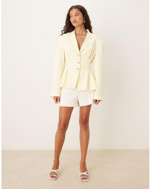 ASOS Natural Linen Blend Cinch Waist Blazer