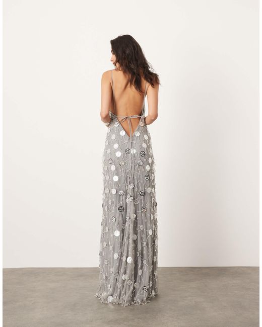 chinese dress ladies Léna black embellished semi-sheer maxi dress