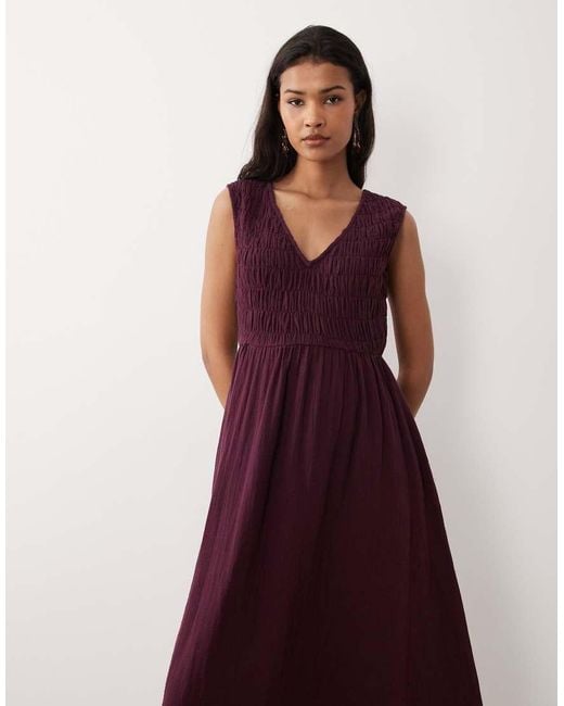 Nobody's Child Red Audrey Ruched Detail Midaxi Dress