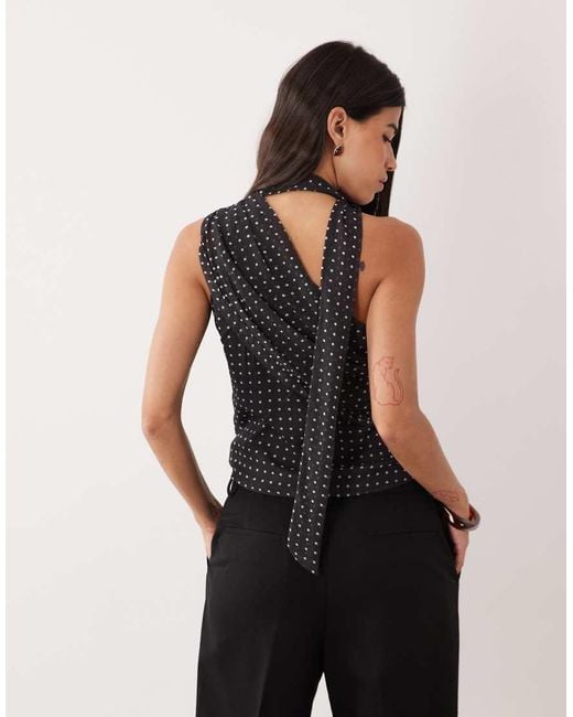 Y.A.S Black One Shoulder Ruched Scarf Top