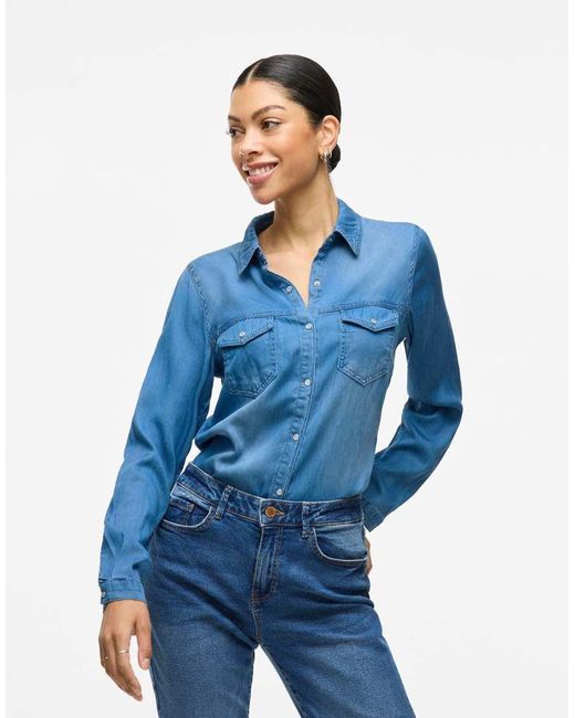 Vila Denim Overhemd in het Blue
