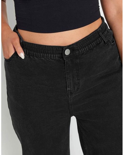 Yours Clothing Black Wide Leg Slouchy Jeans