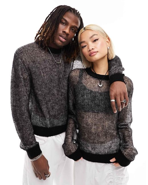 Weekday Black Unisex Jesper Open Knit Semi-sheer Jumper