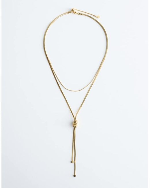 & Other Stories Brown Multirow Knot Necklace