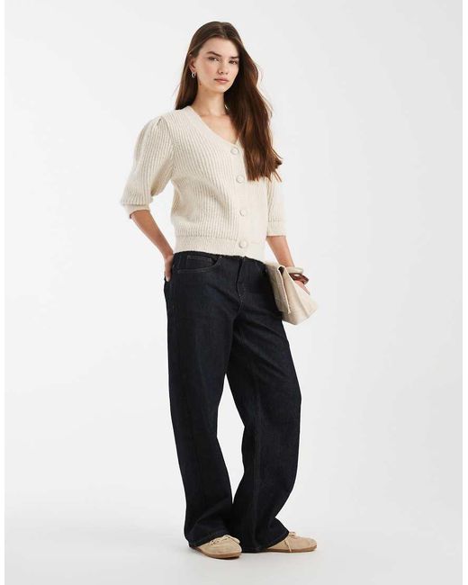 ASOS White Knitted Half Sleeve Cardigan