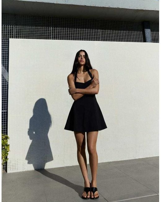 Bershka Black Mini Halter Neck Dress