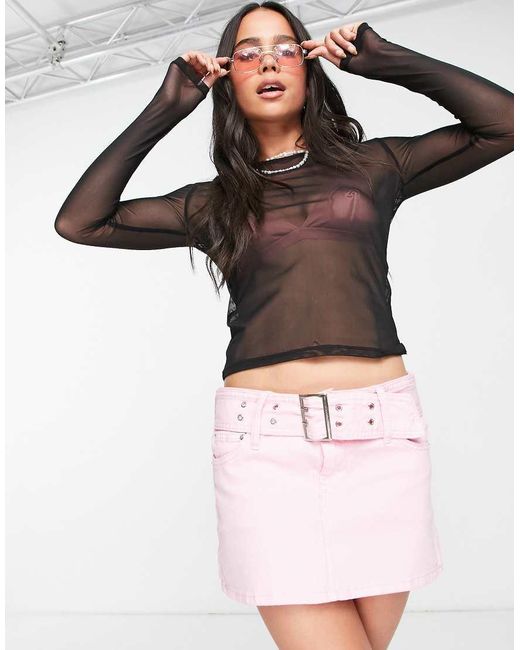 Noisy May Black Mesh Top