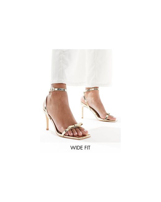 Glamus wide fit - sandali con tacco a pianta larga dorati effetto nudo di Glamorous in White