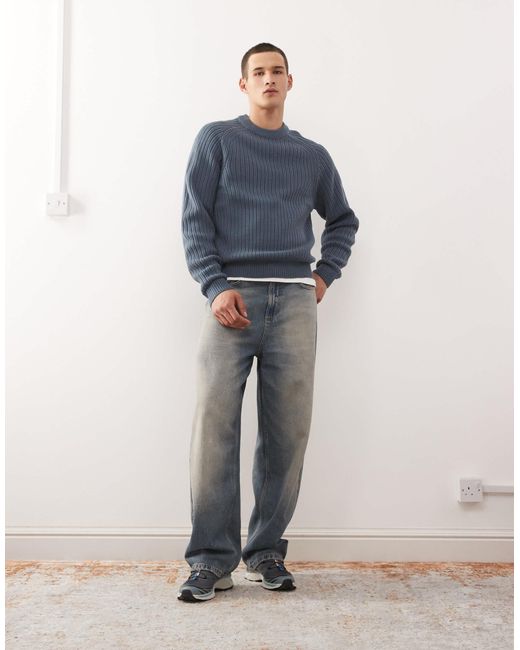 Collusion Blue Knitted Sweat for men