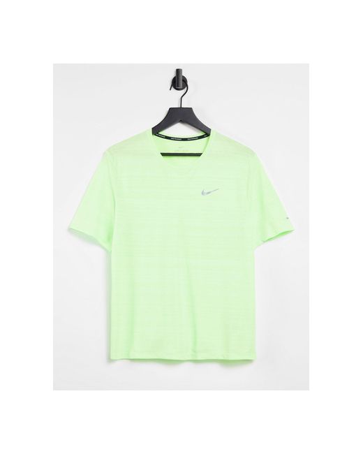 Nike Synthetic Miler T-shirt in Yellow for Men | Lyst UK