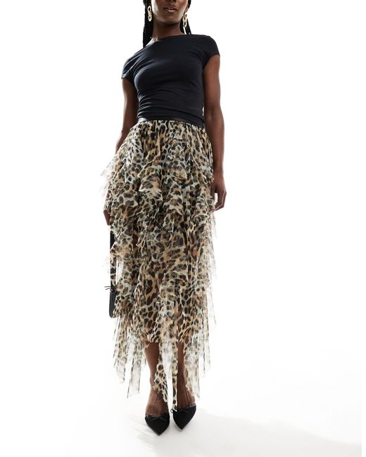 Miss Selfridge Multicolor Mesh Layered Asymmetric Skirt