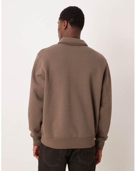 Mango Brown Cotton Mix Polo Sweatshirt for men