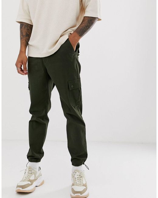 ASOS Cotton Tapered Cargo Trousers With 