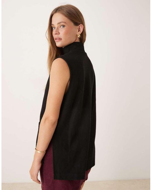 ASOS Black Supersoft Boxy Tank Top With High Neck