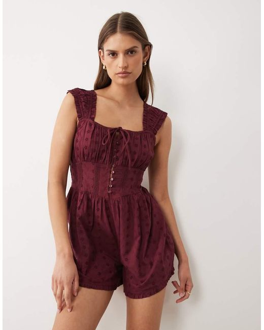 Miss Selfridge Red Broderie Romper