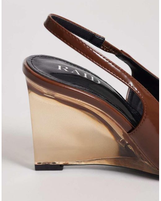 Raid Brown Louna Slingback Clear Wedge Shoes