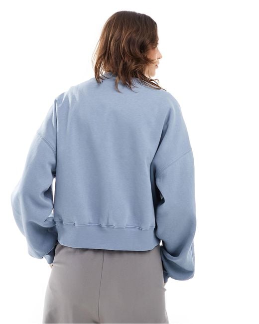 Monki Blue Round Neck Long Sleeve Sweatshirt