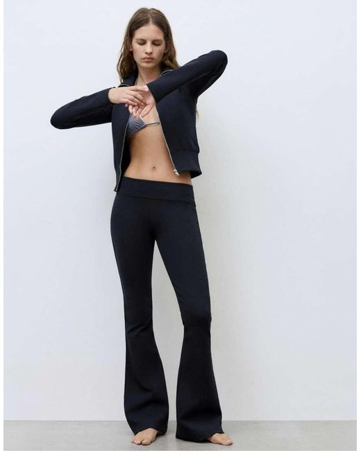 Pull&Bear Flare-Broek Met Interlocknaden in het Blue