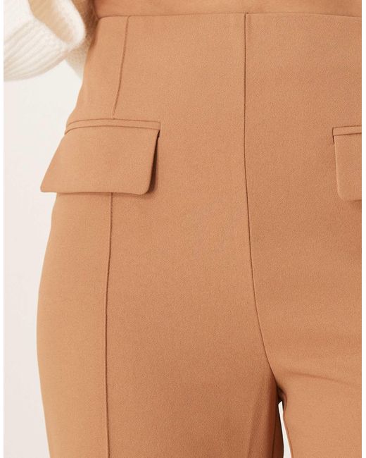 ASOS Natural Tailored Double Pocket Seam Detail Trousers
