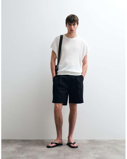 ASOS COLLECTIVE White Oversized Linen Rich Tank for men