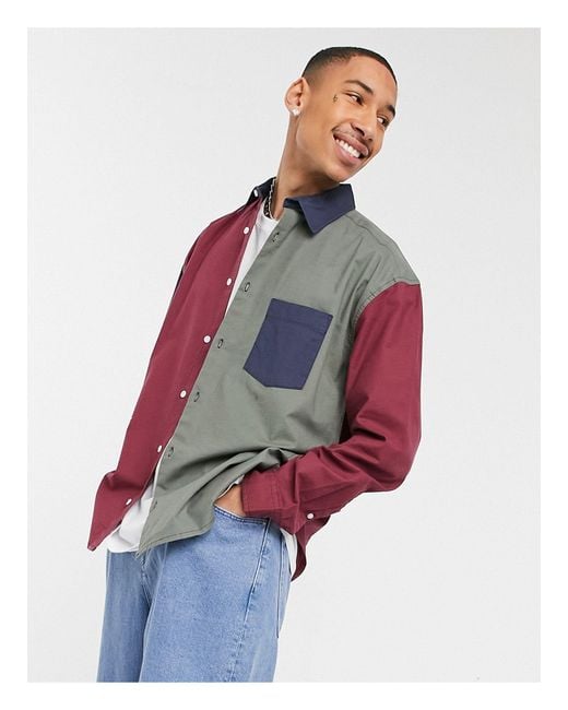 ASOS 90s Oversized Collegiate Colour Block Shirt for Men