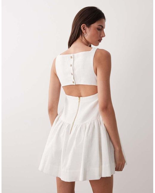 ASOS White V Neck Fit And Flare Mini Sundress