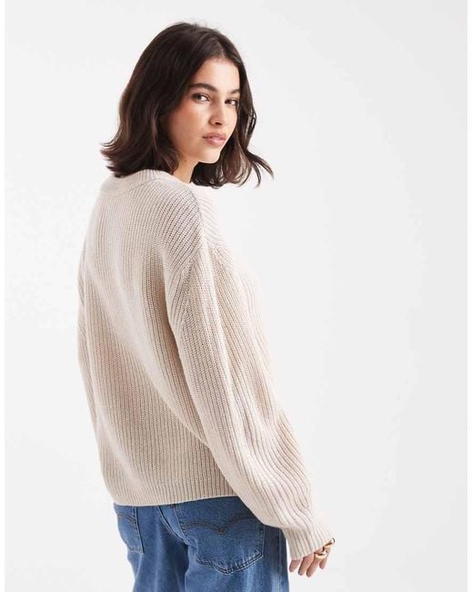 ONLY Natural Round Neck Rib Knitted Jumper