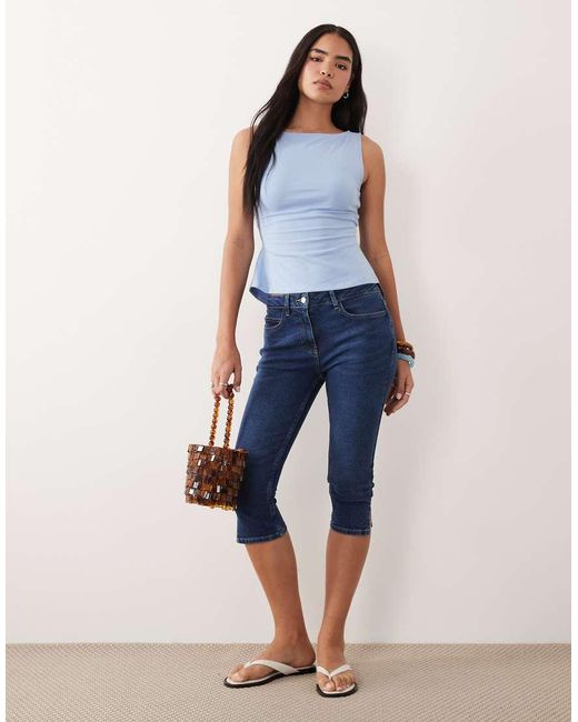 ASOS Blue Slash Neck Tie Back Tank Top