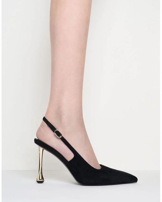 Charles & Keith Multicolor Faux Suede Sculptural-Heel Pointed Pumps