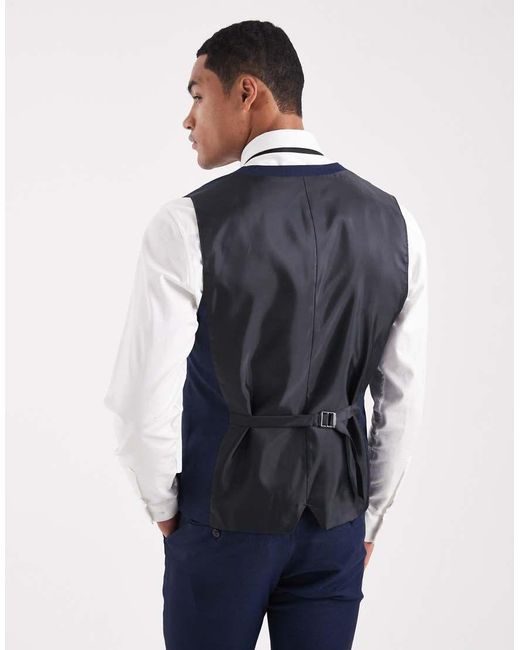 Jack & Jones Blue Slim Fit Wool Blend Waistcoat for men