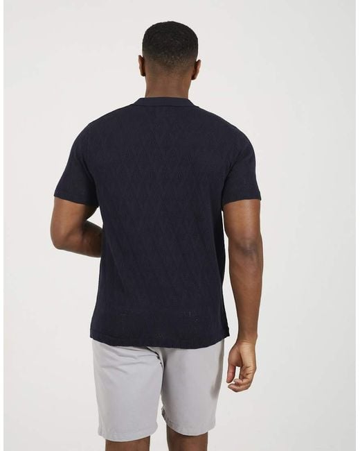 Brave Soul Blue Knitted Polo for men