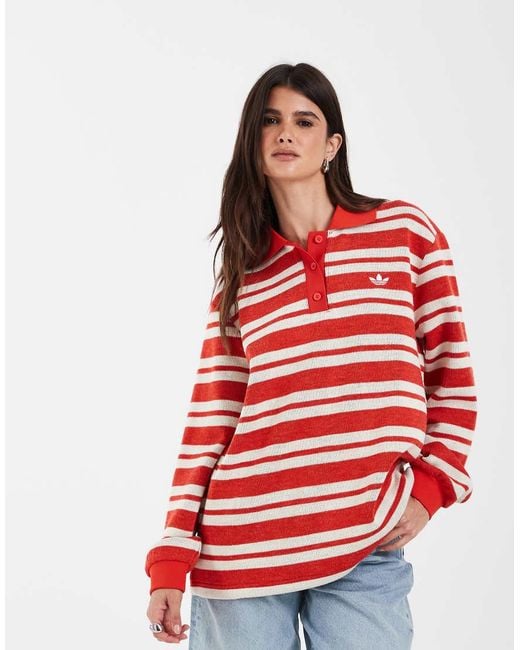 Adidas Originals Red Rugby Polo Top