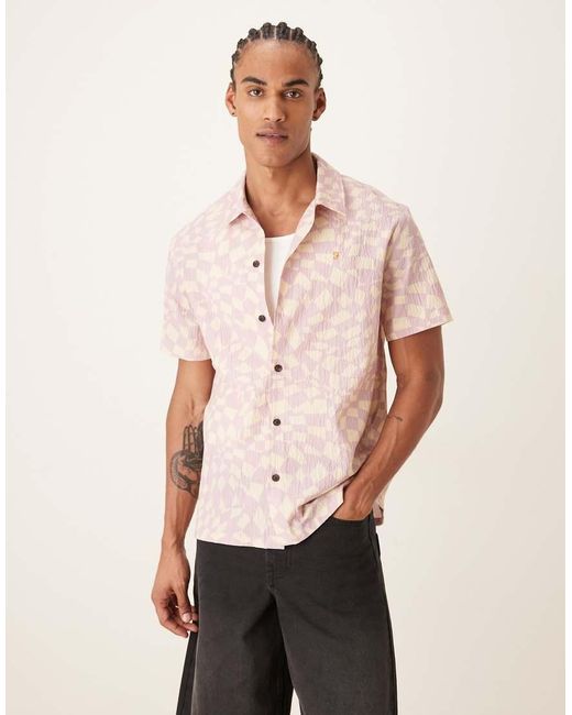 Farah Natural Angelo Short Sleeve Abstract Print Shirt for men