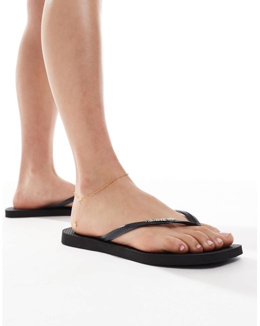Havaianas Brown Square Toe Flip Flops