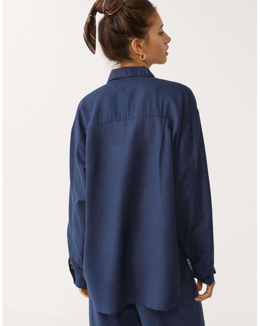 Stradivarius Blue – leinenmix-hemd