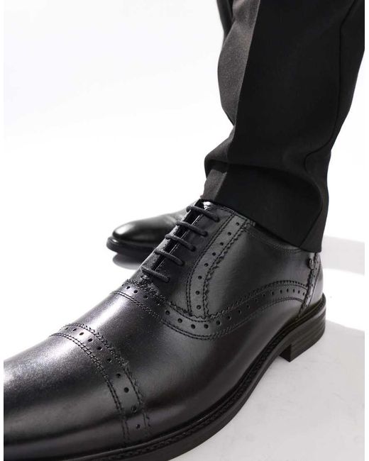 Base London Black Ascot Toe Cap Oxford Shoe for men