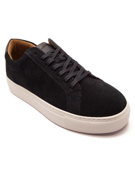 Thomas Crick Black 'Evers' Casual Lace-Up Suede Leather Sneakers for men