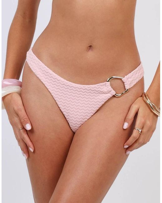 SIMMI Pink Chevron Bikini Bottoms With Ring Detail