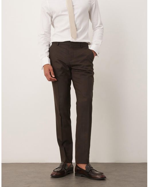 SELECTED – slim-fit-hose aus wollmix in Natural für Herren