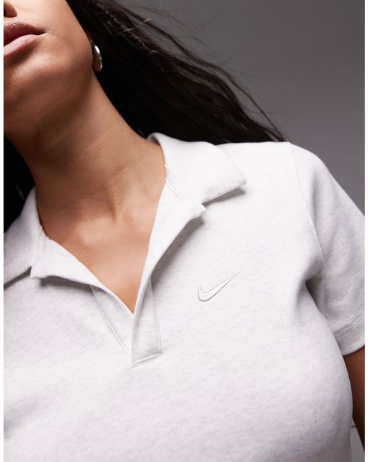 Nike Gray Essentials Cropped Polo Top