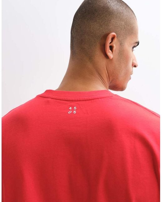 4505 Red Icon Heavyweight Cotton Shrunken Boxy Fit T-shirt With Quick Dry Finish for men
