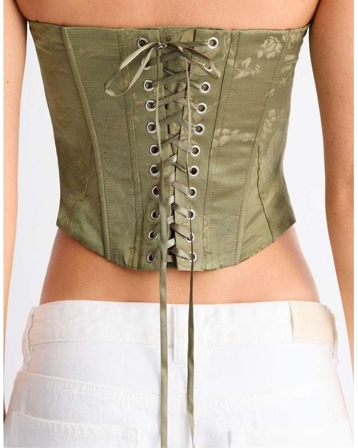 Stradivarius Green Lace-up Corset