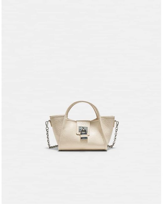 Stradivarius White Mini Padlock Crossbody Bag